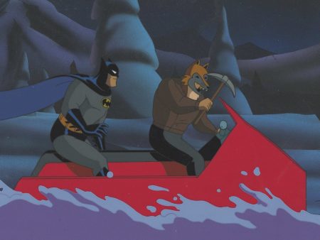 Batman The Animated Series Original Production Cel On Original Background: Batman and Fox Fashion