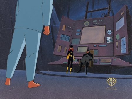 The New Batman Adventures Original Production Cel on Original Background: Batgirl and Batman Hot on Sale