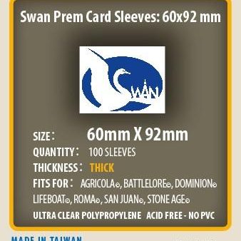 SWAN Sleeves - Card Sleeves (60 x 92 mm) - 100 Pack, Euro Thick Sleeves For Discount